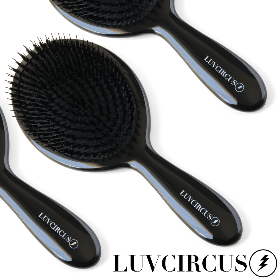 LUVCIRCUS Icon 27 Premium Boar & Nylon Bristle Hairbrush - Glass Black - Model 001