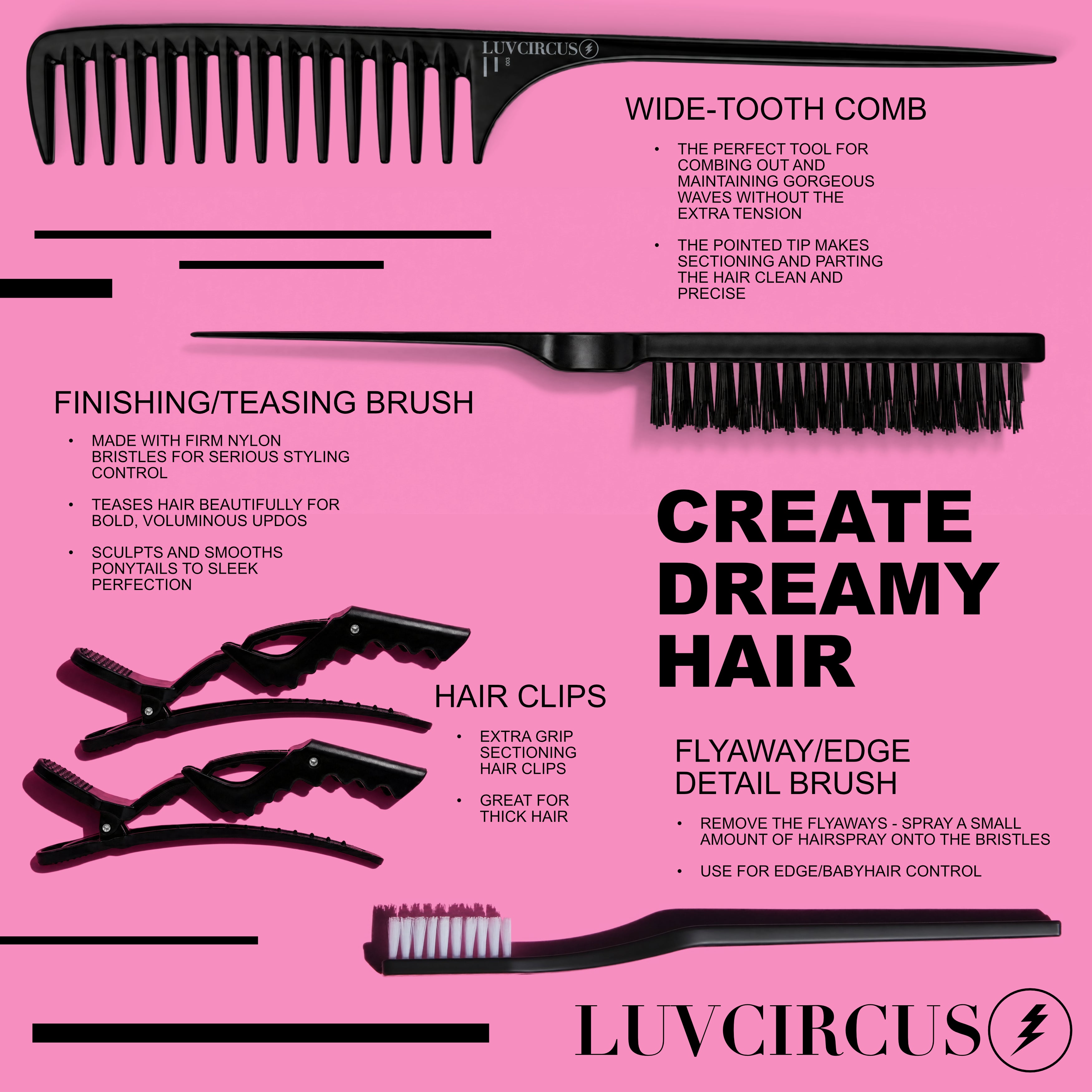 LUVCIRCUS - Dreamy Hair Creation Kit - Meticulously Curated Professional Hair Kit for Creating Beautiful Hair | Travel Ready | All Hair Types | Ultimate Hair Gift