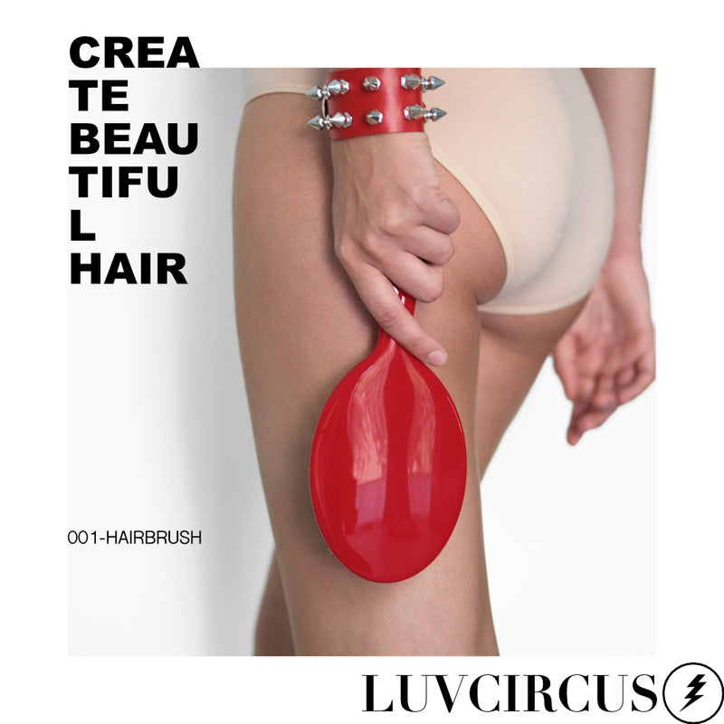 LUVCIRCUS 001 Professional Hair Brush-This boar and nylon bristle hair brush is a meticulously crafted, premium, flat hair brush. An excellent hairbrush for beauty enthusiasts and hairstylists. - LUVCIRCUS RED