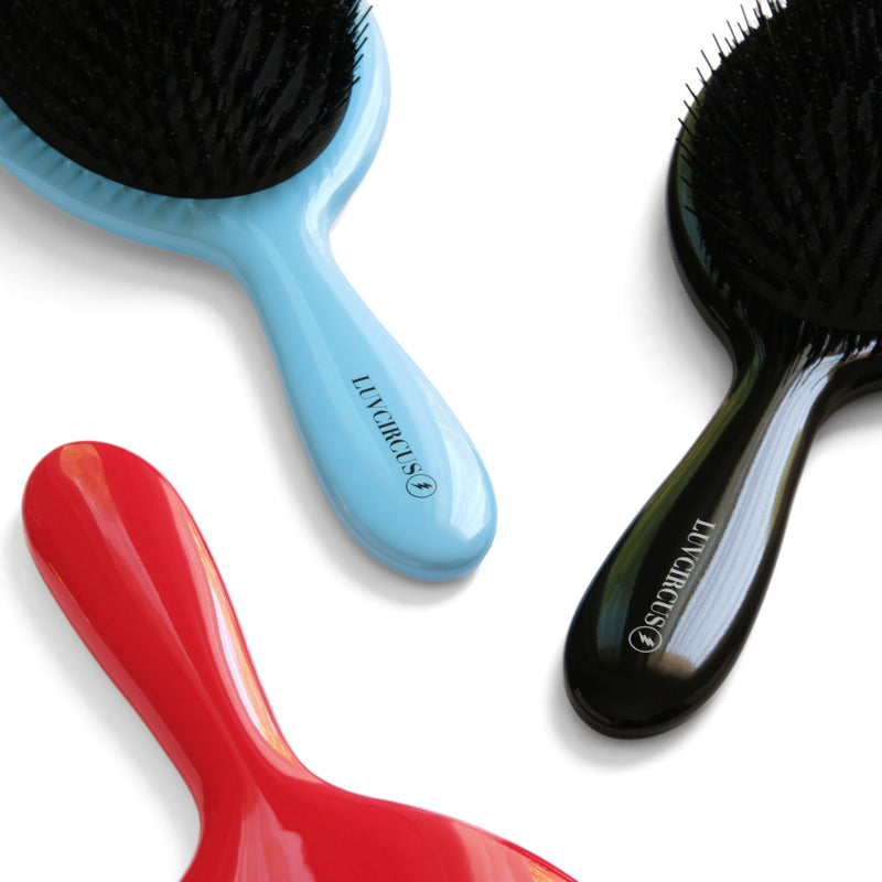 LUVCIRCUS 001 Professional Hair Brush-This boar and nylon bristle hair brush is a meticulously crafted, premium, flat hair brush. An excellent hairbrush for beauty enthusiasts and hairstylists. - ICE CREAM BLUE