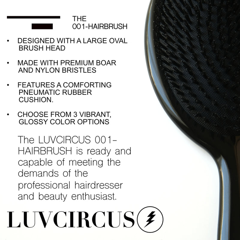 LUVCIRCUS 001 Professional Hair Brush-This boar and nylon bristle hair brush is a meticulously crafted, premium, flat hair brush. An excellent hairbrush for beauty enthusiasts and hairstylists. - GLASS BLACK